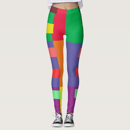 Leggings Blocage de couleur Bande arc-en-ciel (Devant)