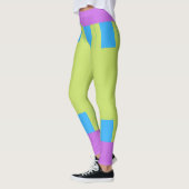 Leggings Blocs couleur gras bleu vert rose 7 (Gauche)
