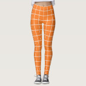 Leggings Blocs de carreaux orange et blanc personnalisés (Devant)