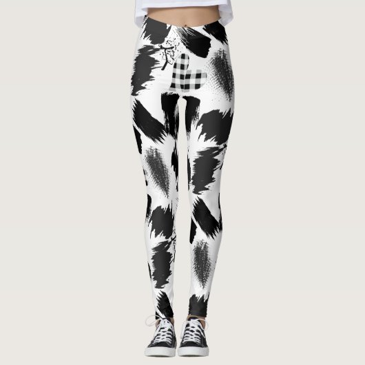Leggings blocs de construction.Noir et Blanc.w.01x4 (Devant)