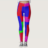 Leggings Blocs de couleur Abstrait bleu rouge, (Devant)