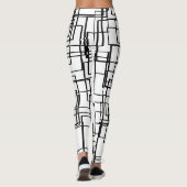 Leggings Blocs noirs et blancs modernes, motif de carrés (Dos)