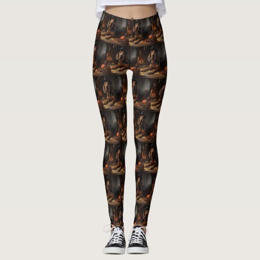 Leggings Bloodhound Citrouilles Halloween effrayant (Devant)