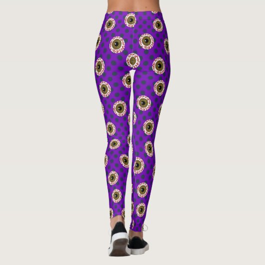 Leggings Blooshot Eyeballs | Violet avec points | Halloween (Dos)