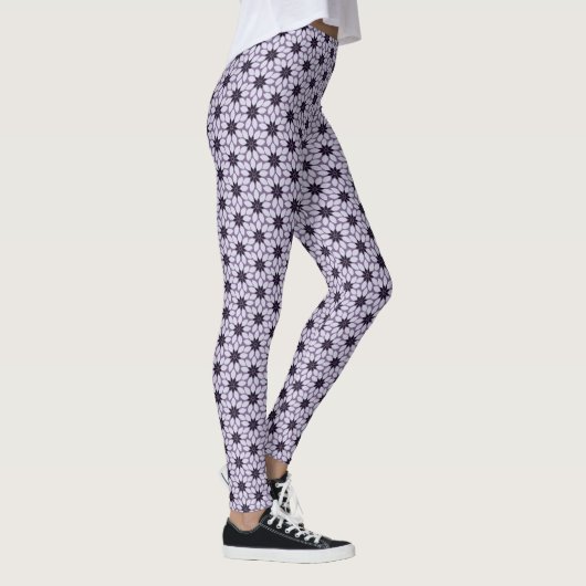 Leggings Bloquer l'impression Fleurs carrelées violet (Droite)