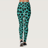 Leggings Blue And Black Spots Pattern Safari Leopard Print (Dos)