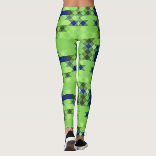 Leggings blue and green geometric pattern (Dos)