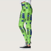 Leggings blue and green geometric pattern (Gauche)