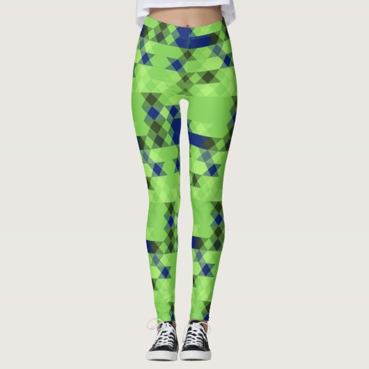 Leggings blue and green geometric pattern (Devant)