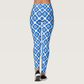 Leggings Blue and white simple floral pattern retro  floral (Dos)