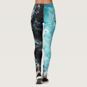Leggings Blue Black Ocean Waves Hawaii (Dos)