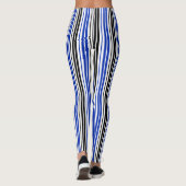 Leggings Blue Black White Stripes Pattern Design  (Dos)
