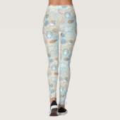 Leggings Blue Brown Seashells Motif Beach (Dos)