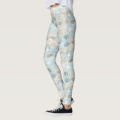 Leggings Blue Brown Seashells Motif Beach (Gauche)