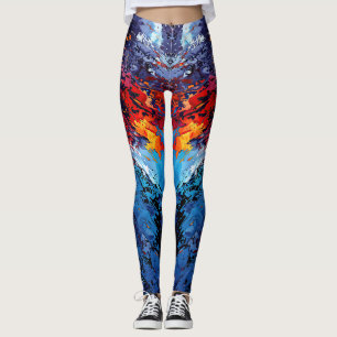Leggings Blue Ember Blue Rouge Art Abstrait contemporain