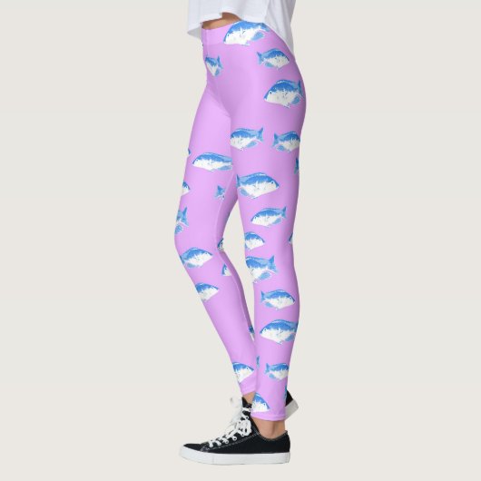 Leggings Blue fish on lilac (Gauche)