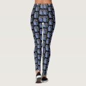 Leggings Blue Floral Black Sugar Skull Jour des morts (Dos)