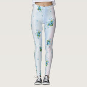 Leggings Blue forget-me-not's on a soft rose-blue (Devant)