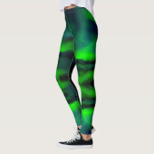 Leggings Blue Green Northern Lights Abstrait Art Motif (Gauche)