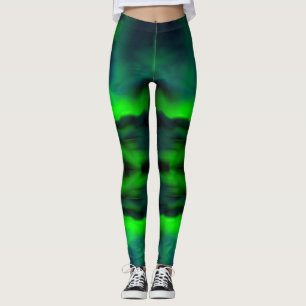 Leggings Blue Green Northern Lights Abstrait Art Motif
