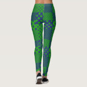 Leggings Blue Green Polka Dots Patchwork  (Dos)