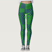 Leggings Blue Green Polka Dots Patchwork  (Devant)