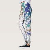 Leggings Blue Green Purple Grey Motif unique (Gauche)