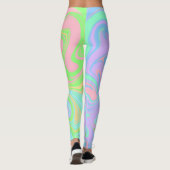 Leggings Blue Green Purple Pink Swirl Conception abstraite (Dos)