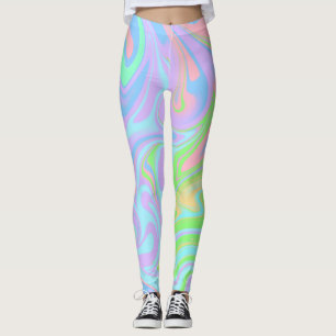 Leggings Blue Green Purple Pink Swirl Conception abstraite