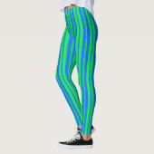 Leggings Blue Green Stylish Stripes Pattern Design  (Gauche)