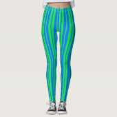 Leggings Blue Green Stylish Stripes Pattern Design  (Devant)