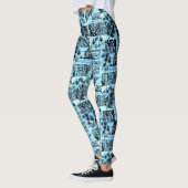 Leggings Blue Hawaiian Print Aloha Spirit (Gauche)