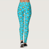 Leggings Blue Honu Sea Turtles Hibiscus Flowers (Dos)