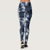 Leggings Blue Indigo Tie Dye Shibori Boho Motif (Dos)