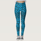 Leggings Blue Leopard Safari Imprimer (Devant)