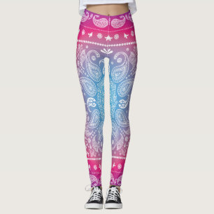 Leggings Blue Magenta Paisley