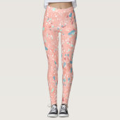 Leggings Blue Mint Vert Corail Blanc Rouge Rose Terrazzo Ar (Devant)