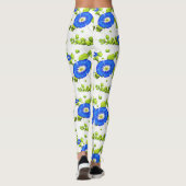 Leggings Blue Morning Glory Flowers Motif (Dos)