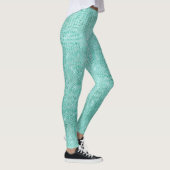 Leggings Blue Ocean Beach Aqua Diamond métallique brillant (Droite)