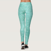 Leggings Blue Ocean Beach Aqua Diamond métallique brillant (Dos)