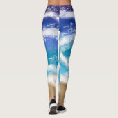 Leggings Blue Ocean Waves et Sandy Beach (Dos)