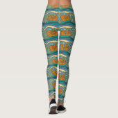 Leggings Blue Ocean Waves Nautilus Seashell Pattern Nouveau (Dos)