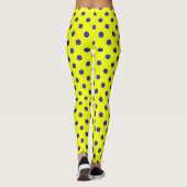 Leggings Blue On Yellow Polka Dots Pattern Design  (Dos)