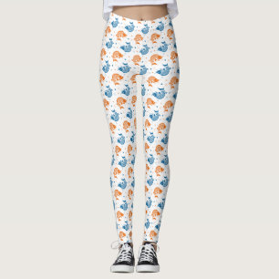 Leggings Blue Orange Summer Japonais Koi Fish