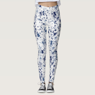 Leggings Blue Paint Splash And Splatter Pattern