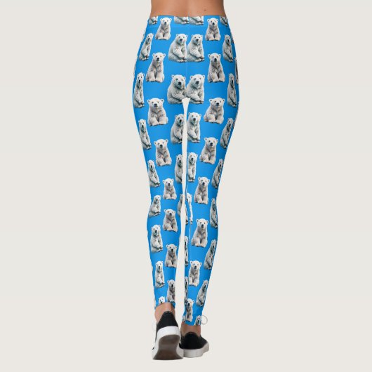 Leggings Blue Polar Bear Pattern Design  (Dos)