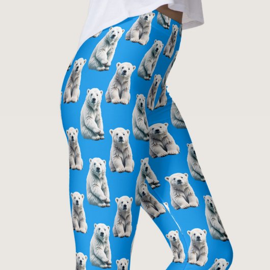 Leggings Blue Polar Bear Pattern Design