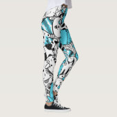 Leggings Blue Psychedelic Chat Kitten Illustration Abstrait (Droite)