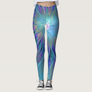 Leggings Blue Purple Flower Dream Abstrait Fractal Art