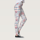 Leggings Blue Red Anchors Floral Stripes Beach  (Droite)